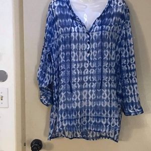 Grand & Greene brand blouse size XL. Blue and white.